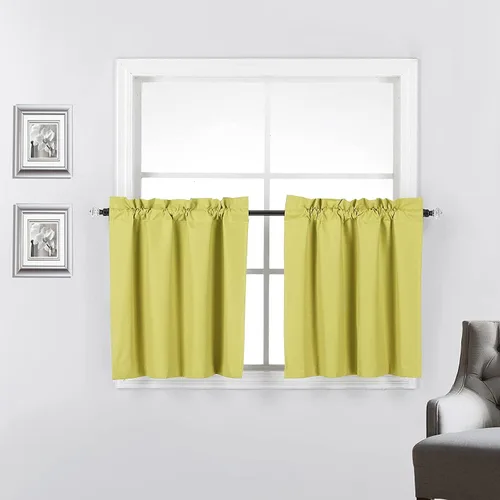 Miniatura 26 de 2 paneles de cortinas opacas con aislamiento térmico y forro blanco en la parte trasera para ventana de bloqueo de luz para cualquier ventana