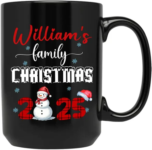 Miniatura 12 de Taza personalizada de Feliz Navidad 2025, taza de cerámica personalizada de muñeco de nieve con nombre, regalo de taza de Navidad para hombres