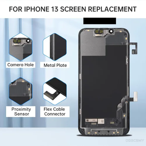 Miniatura 2 de para iPhone 13 Reemplazo de pantalla 6.1 "LCD Digitalizador con auricular Sensor de luz ambiental 3D táctil completa reparación Sensor de proximidad