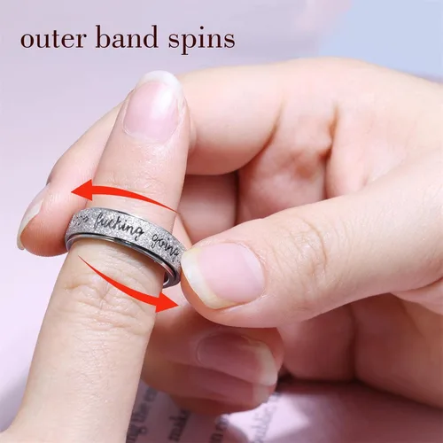 Miniatura 5 de DAILI Anillo giratorio unisex, anillo de acero inoxidable para ansiedad inspirador para mujeres y hombres, talla 6 a 10