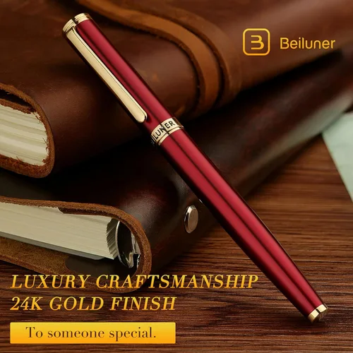 Miniatura 4 de BEILUNER - Bolígrafo de lujo con rodillo de oro de 24 quilates, diseños nobles y elegantes, repuesto de tinta Schneider, el mejor set de regalo