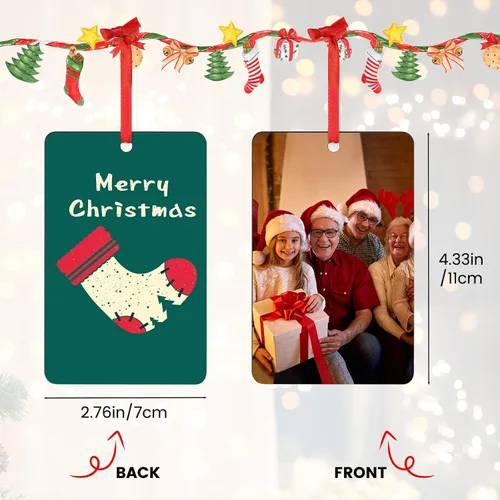 Miniatura 2 de Adornos de Navidad personalizados para la familia con foto - Adornos personalizados con foto y texto para árbol de Navidad 2025, decoración de árbol