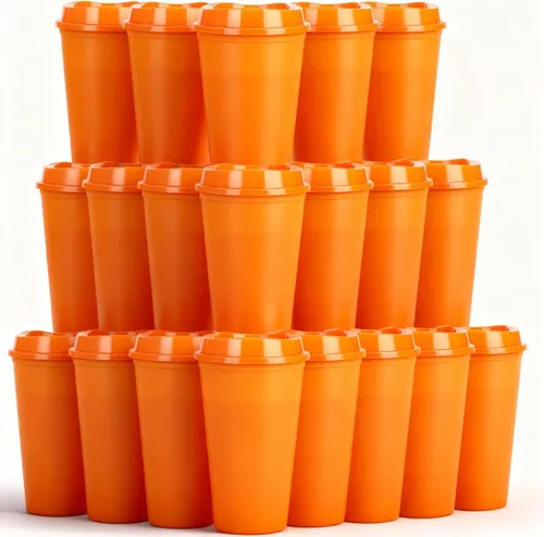 Miniatura 8 de Paquete de 20 tazas de café reutilizables con tapas, vasos de plástico de 16 onzas, taza de viaje para café helado para adultos y mujeres, bebidas