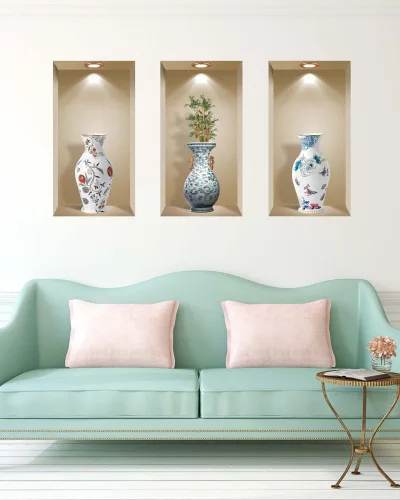 Miniatura 7 de Juego de 3 pegatinas de pared de arte 3D imagen extraíble decoración del hogar vinilo azulejos calcomanías mural