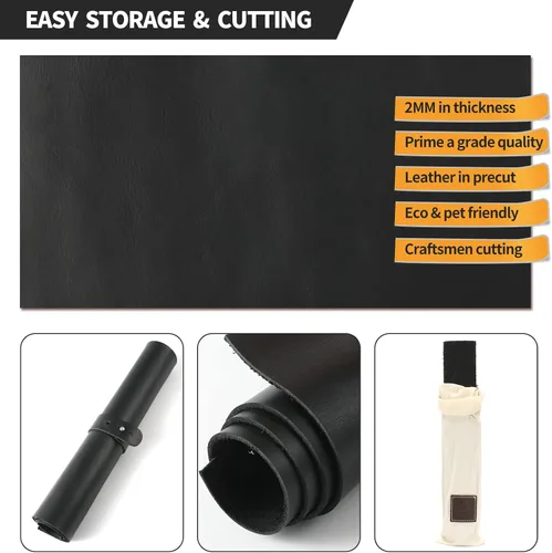 Miniatura 4 de RingSun Hojas de cuero genuino para manualidades (0.079 pulgadas), cuero de grano completo para costura de herramientas (6 x 12 pulgadas, negro)