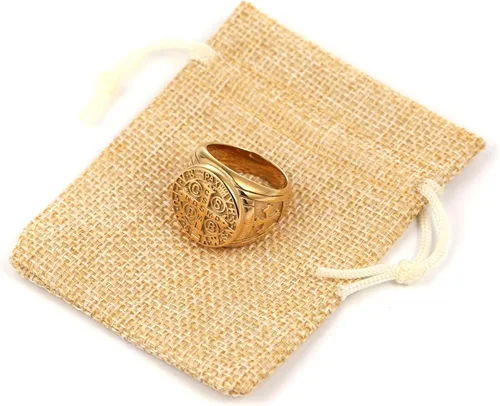 Miniatura 5 de HZMAN Anillo de exorcismo de San Benito para hombres y mujeres, plata de acero inoxidable, cruz católica, romana, protección de demonios, cazador