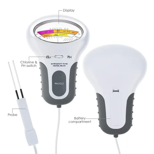 Miniatura 5 de Medidor de cloro y pH 2 en 1 para piscina, medidor de nivel CL2 de mano Prueba de análisis de calidad de agua de spa Analizador de monitor