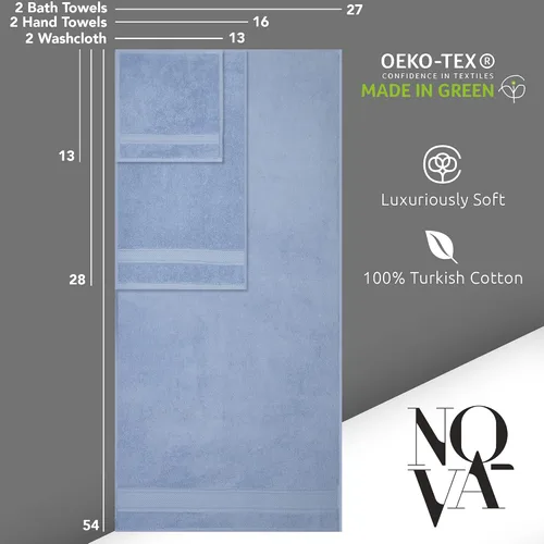 Miniatura 2 de NOVA Luxury Linen - Juego de toallas turcas de calidad hotelera para baño (juego de 6 piezas de toallas, azul cielo)