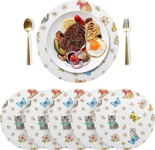 Miniatura 3 de Playful Kittens Table Placemat, Non Slip Heat Resistant Dinner Mat for Kitchen one sizex4