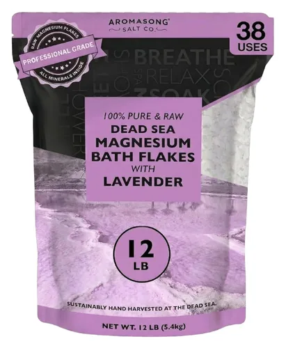 Miniatura 12 de Aromasong Copos de magnesio del Mar Muerto para baño, 16,325 mg de cloruro de magnesio por baño, alternativa superior a la sal de Epsom, se utiliza