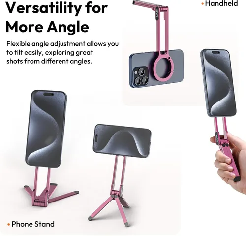 Miniatura 3 de ULANZI MA30 - Soporte magnético de trípode para iPhone - Maglock de aluminio para teléfono inteligente, mini trípode de bolsillo, soporte