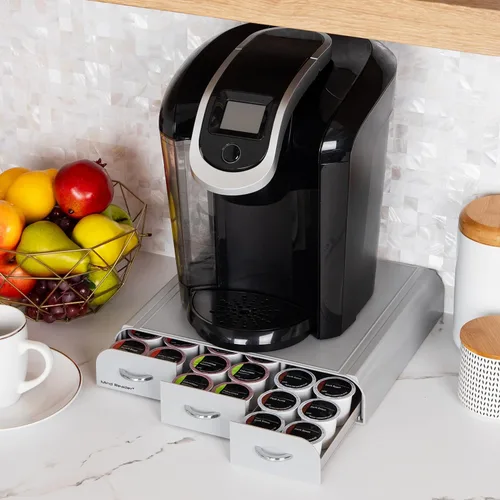 Miniatura 6 de Mind Reader Organizador 'Anchor' de triple cajón para cápsulas Dolce Gusto, CBTL, soporte para cápsulas de café de una sola porción Gris