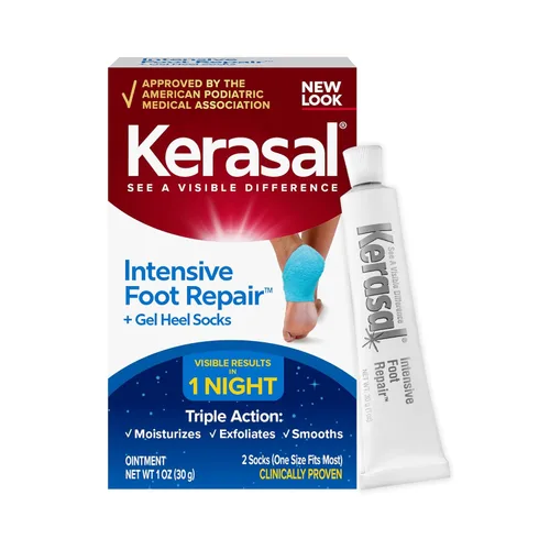 Miniatura 12 de Kerasal Ungüento curativo intensivo de la piel para reparación de pies, 1 onza y calcetines de gel hidratantes, (el embalaje puede variar)