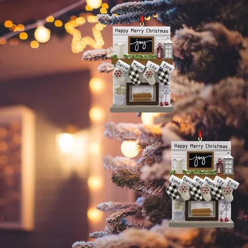 Miniatura 6 de Mantel de chimenea, adornos de Navidad personalizados para la familia, 2025, medias personalizadas, familia de 2, 3, 4, 5, 6 nombres, adorno