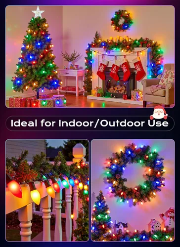 Miniatura 7 de Brightown C9 luces LED de Navidad para exterior, 7.62 m 7.62 luces de cadena multicolores conectables C9 para árbol de Navidad, patio, tejado
