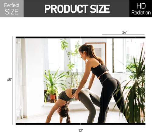 Miniatura 7 de TRAHOME Espejo de Gimnasio para Pared, 48x24x3PCS de Longitud Completa, Espejo Grande de Cuerpo Sin Marco de Vidrio para Gimnasio en Casa