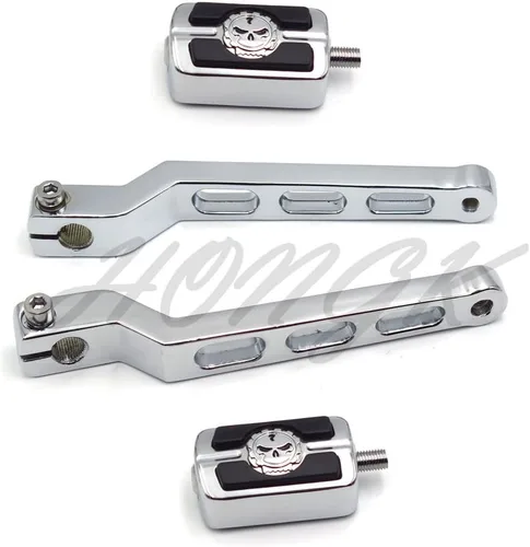 Miniatura 3 de HONGK - Palancas de cambio de talón/punta de aluminio cromado con clavijas de palanca de cambios compatibles con H-D Heritage Softail FLST