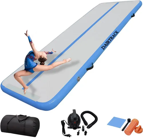 DAIRTRACK Colchoneta inflable de gimnasia de 10/13/16/20 pies para uso doméstico/gimnasio/entrenamiento/animadora/yoga/agua