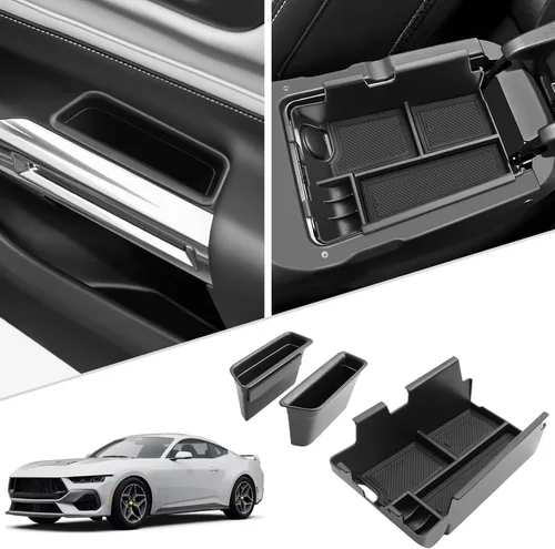 Miniatura 8 de SKTU Organizador de consola central compatible con Tiguan Allspace LWB 2018-2020, inserción de accesorios ABS negro, bandeja de materiales negros