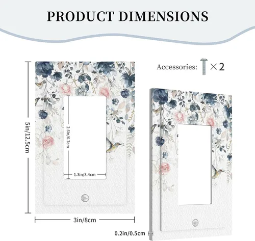 Miniatura 217 de Decorative Outlet Covers Blue Background White Cat Daisy Floral 2-Gang 1-Gang Wall Plate Single Toggle/Rocker Farmhouse Style Light Switch Covers