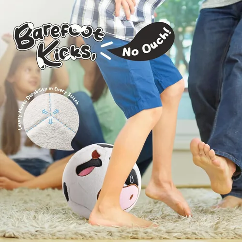 Miniatura 8 de VangeBow Pelotas de fútbol silenciosas para interior para niños pequeños de 1 a 3 años, juguetes de fútbol de peluche suave inflable para bebés