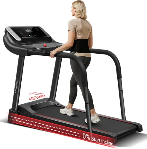 Miniatura 2 de UMAY Fitness Rehab Treadmill with Extended Handrails & Belt for Safety & Balance, 0.1 Increment for Start & Stop, Pulse Sensors, Auto-Folding Home
