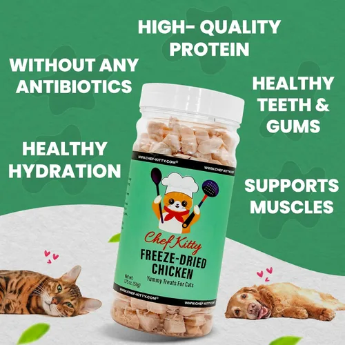 Miniatura 4 de Golosinas de pollo liofilizadas para gatos y perros, 100% grado humano, un solo ingrediente, alto en proteínas, aperitivo saludable, sin aditivos ni