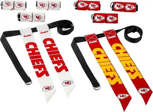 Miniatura 19 de Franklin Sports NFL - Conjuntos de fútbol con bandera del equipo de la NFL, cinturones + banderas, para niños + adultos, se adapta a cintura