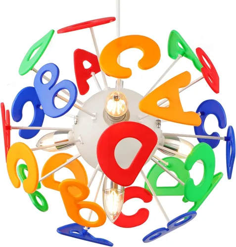 Miniatura 4 de Lámpara colgante decorativa para habitación de niños, luz ambiental CraftThink para niños, candelabro de letras de globo de 15.75 pulgadas de ancho