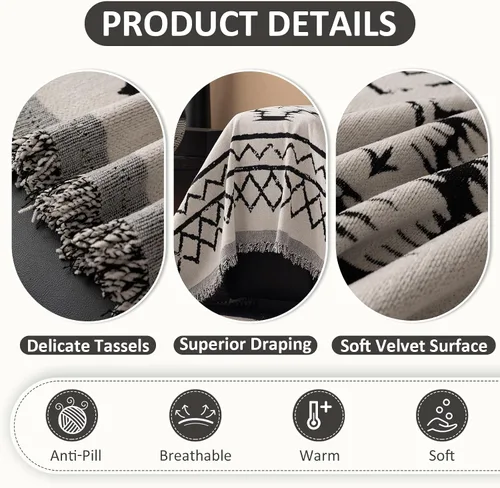 Miniatura 112 de VClife Fundas de sofá bohemio de felpilla para sofá seccional, fundas de sofá suaves y antideslizantes para sofá de 2 cojines, protector de muebles