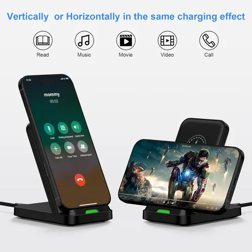 Miniatura 4 de Cargador inalámbrico para Samsung Soporte de carga rápida para Galaxy S26Ultra/S25 Plus/S24FE/S23/S22/S21, soporte de cargador de teléfono Negro