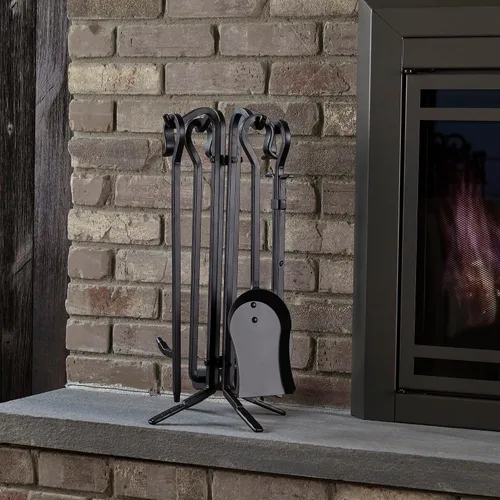 Miniatura 4 de UniFlame 5 piezas negro rústico mini chimenea herramientas conjunto (F-1126)