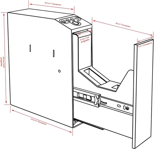Miniatura 4 de Caja fuerte biométrica deslizante para pistola para mesita de noche, escritorio, lado de cama, camión - Caja fuerte de puerta corredera automática