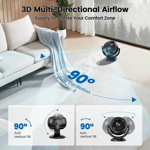 Miniatura 3 de EasyAcc Ventiladores silenciosos de 12 pulgadas para dormitorio, ventilador de escritorio circulador de aire con control remoto, ventilador de mesa