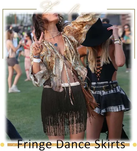 Miniatura 3 de Zeelina Faldas de baile con flecos, falda de lentejuelas, falda envolvente con borlas brillantes, disfraz de fiesta rave para festival para mujer