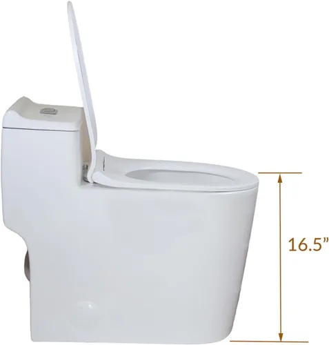 Miniatura 2 de WinZo WZ5080S - Inodoro de una pieza de doble descarga con altura cómoda alargada de 10 pulgadas, color blanco BLANCO BRILLO