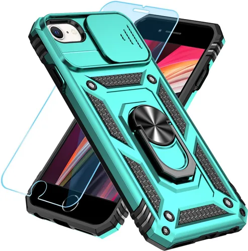 Miniatura 5 de SunStory Compatible con iPhone SE 2022/2020/3ª/2ª / 6/7/8 Funda con protector de pantalla HD y cubierta deslizante para la cámara y soporte