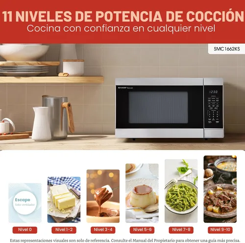 Miniatura 3 de SHARP Horno microondas para encimera con plato giratorio extraíble de 13.6 pulgadas, 1100 vatios, 1.6 pies cúbicos, acero inoxidable