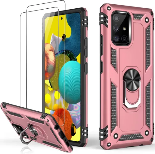 Miniatura 50 de LUMARKE Funda para Galaxy A51 4G con protector de pantalla, supera los 16 pies, probada en caídas, de grado militar, con soporte de anillo Rojo