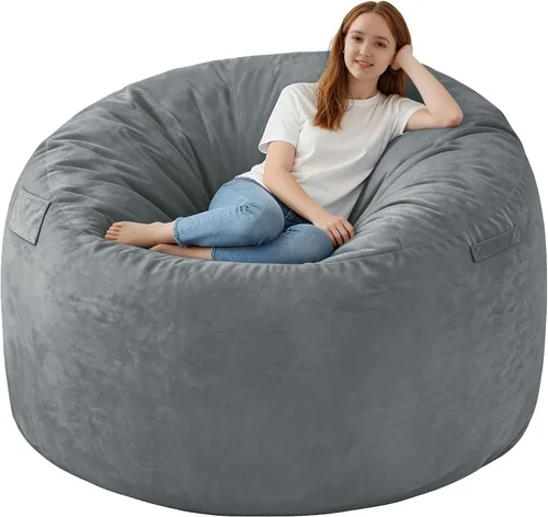 Miniatura 15 de Silla de Puf de 3 Pies, Sillas de Puf Cómodas con Relleno de Espuma Viscoelástica, Sofá de Puf Esponjoso con Funda de Terciopelo Holandés, Sillas