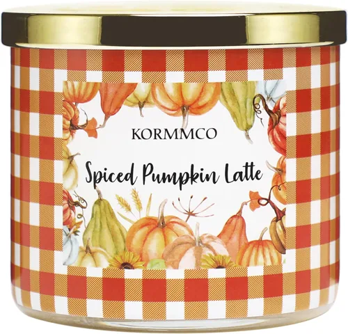 Vela con leche de calabaza especiada, vela perfumada de otoño, vela grande de 3 mechas, 14 onzas