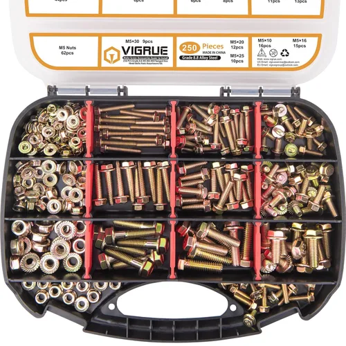 Miniatura 12 de VIGURE - Kit surtido de 228 tornillos métricos M6 M8, M6 x 12/16/20/25/1.181 in de acero inoxidable con brida y tornillos y tuercas métricas