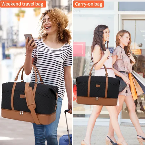 Miniatura 2 de Bolsas de fin de semana para mujer con bolsas de artículos de tocador, bolsas grandes para pasar la noche, bolsa de viaje de mano en el hombro