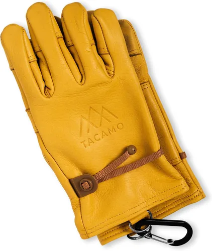 Guantes de trabajo de cuero resistentes para hombres y mujeres - Guantes de jardinería de cuero de vaca 100% amarillo