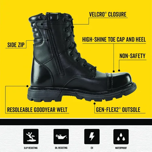 Miniatura 3 de Thorogood Gen-flex - Botas estilo militar con cierre zipper lateral, para hombre (8.0 pulgadas)