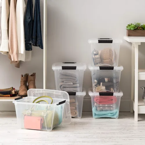 Miniatura 5 de IRIS USA 19 QT - Caja de almacenamiento de plástico con tapa y cierres - Paquete de 6 - Sin BPA, solución organizadora transparente, contenedores