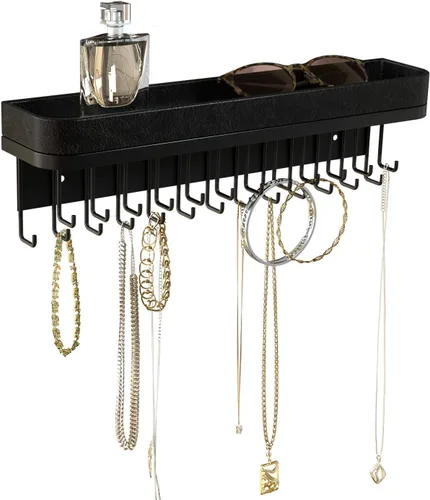 J JACKCUBE DESIGN Soporte para Collares Montado en la Pared Organizador de Joyas para Pulseras, Aretes y Anillos con 25 Ganchos - Decoración Gótica
