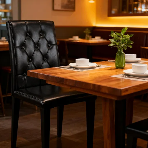 Miniatura 6 de Juego de 4 sillas de comedor negras, modernas sillas de comedor tapizadas con patas de metal negro, cómodas sillas Parsons de piel sintética