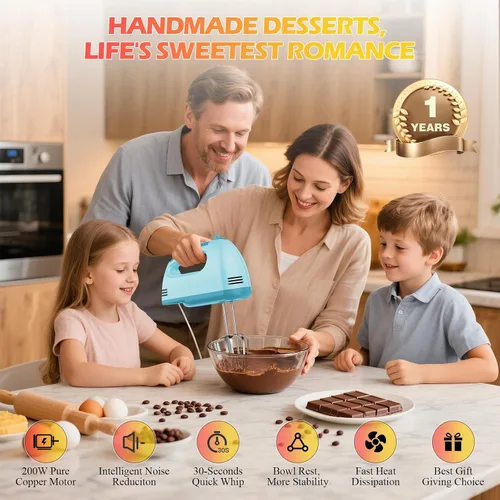 Miniatura 2 de WADODO Batidora de mano eléctrica de 7 velocidades - Mezclador de alimentos portátil mezclador de cocina con 304 *