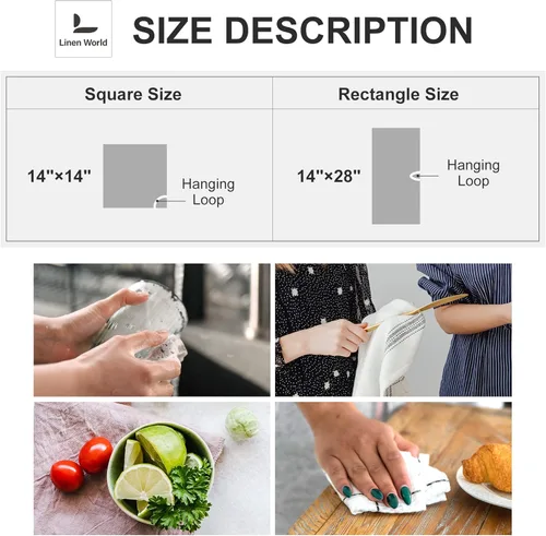 Miniatura 6 de Paños de cocina de lino de Linen World 14 x 28 pulgadas, juego de 6 paños de cocina y té decorativos, paños de cocina de lino europeo lavados